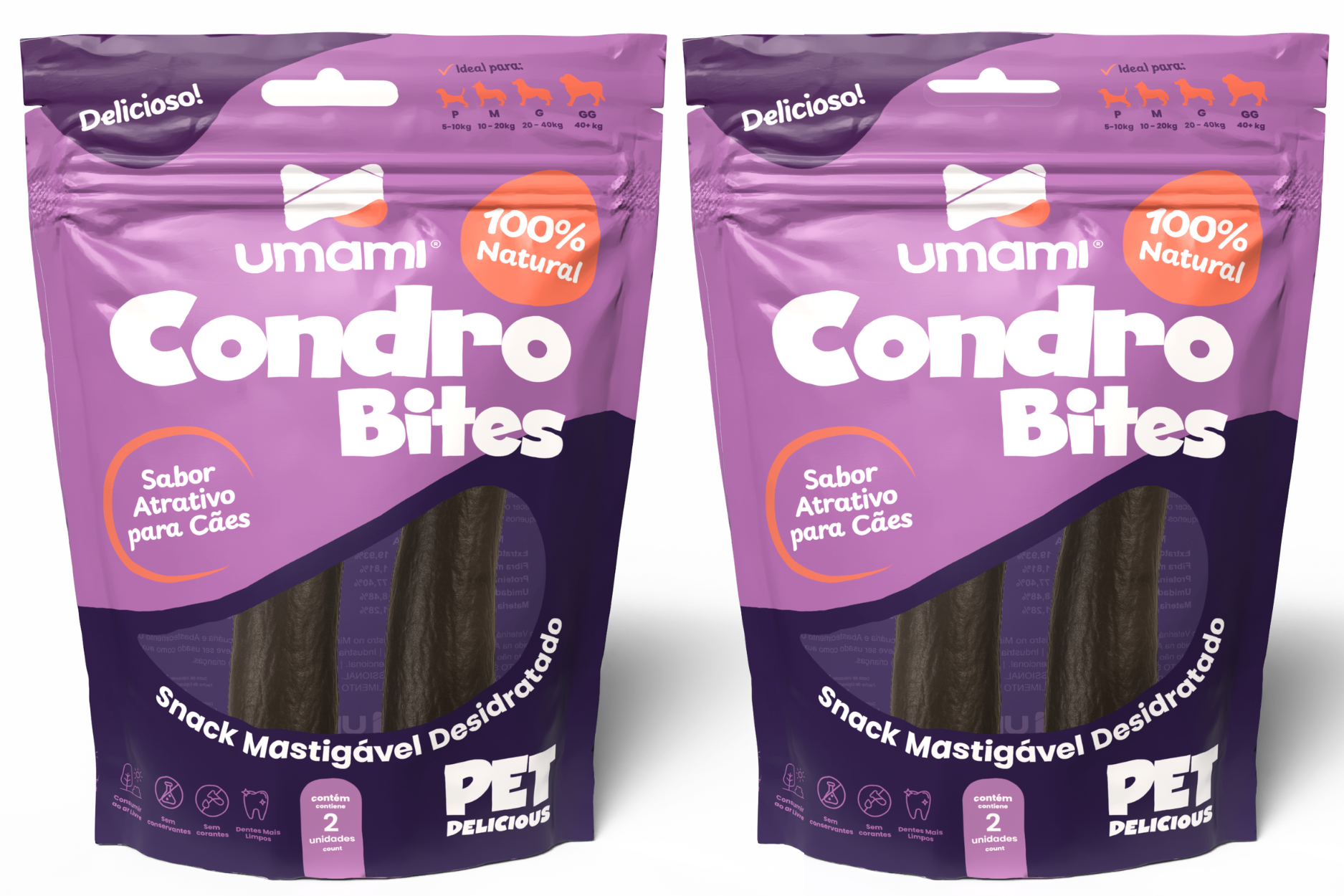 Umami | Kit x2 Condro Bites | Sabor Irresistível | Ideal para Treinamento | 100% Natural | Contém 4 unidades