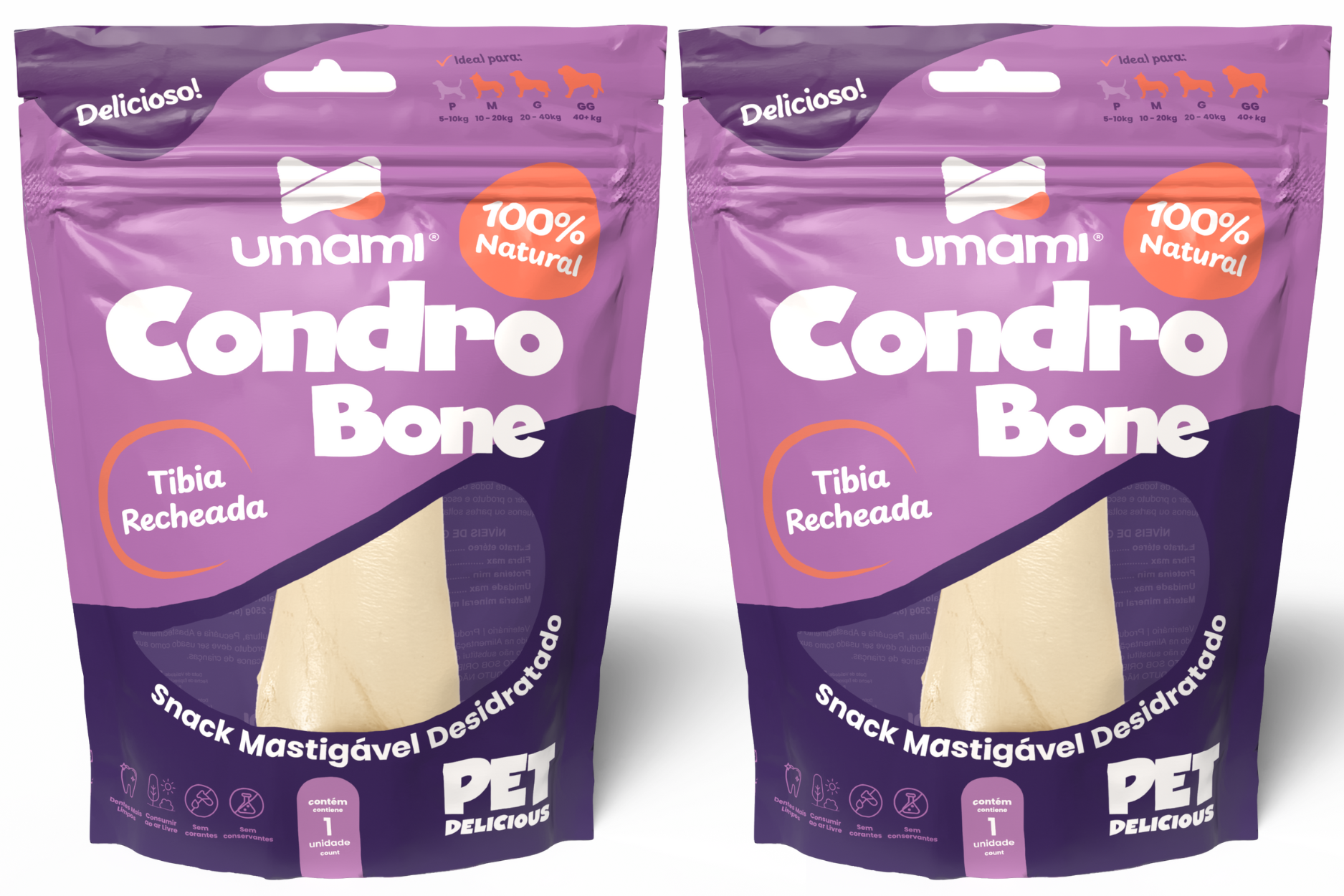Umami | Kit x2 Condro Bone | Tíbia Recheada Natural | 100% Natural | Ideal ao Ar Livre | Contém 2 unidades