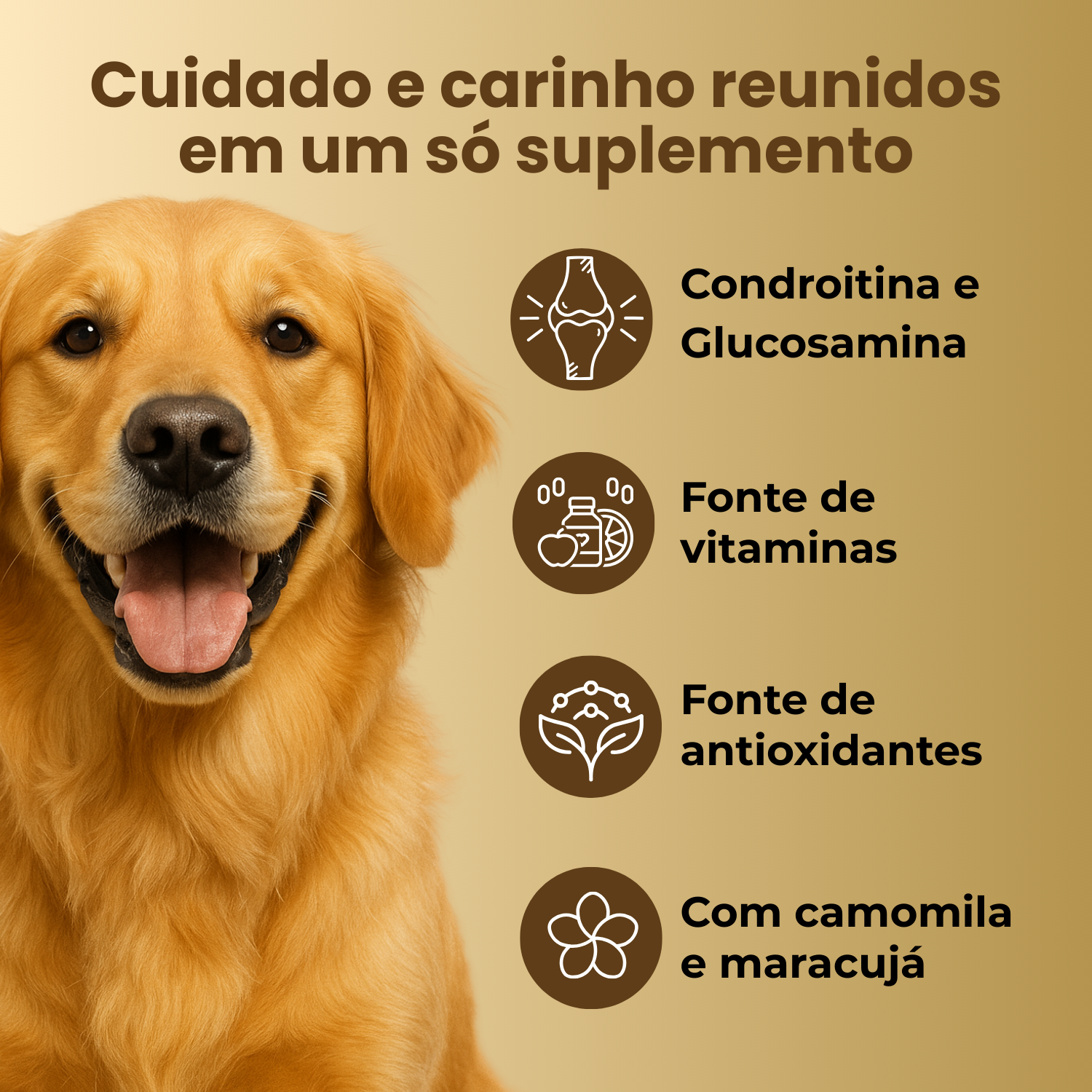 Umami | Suplemento Canino Mastigável | 16 em 1| 240g | Sabor Amendoim