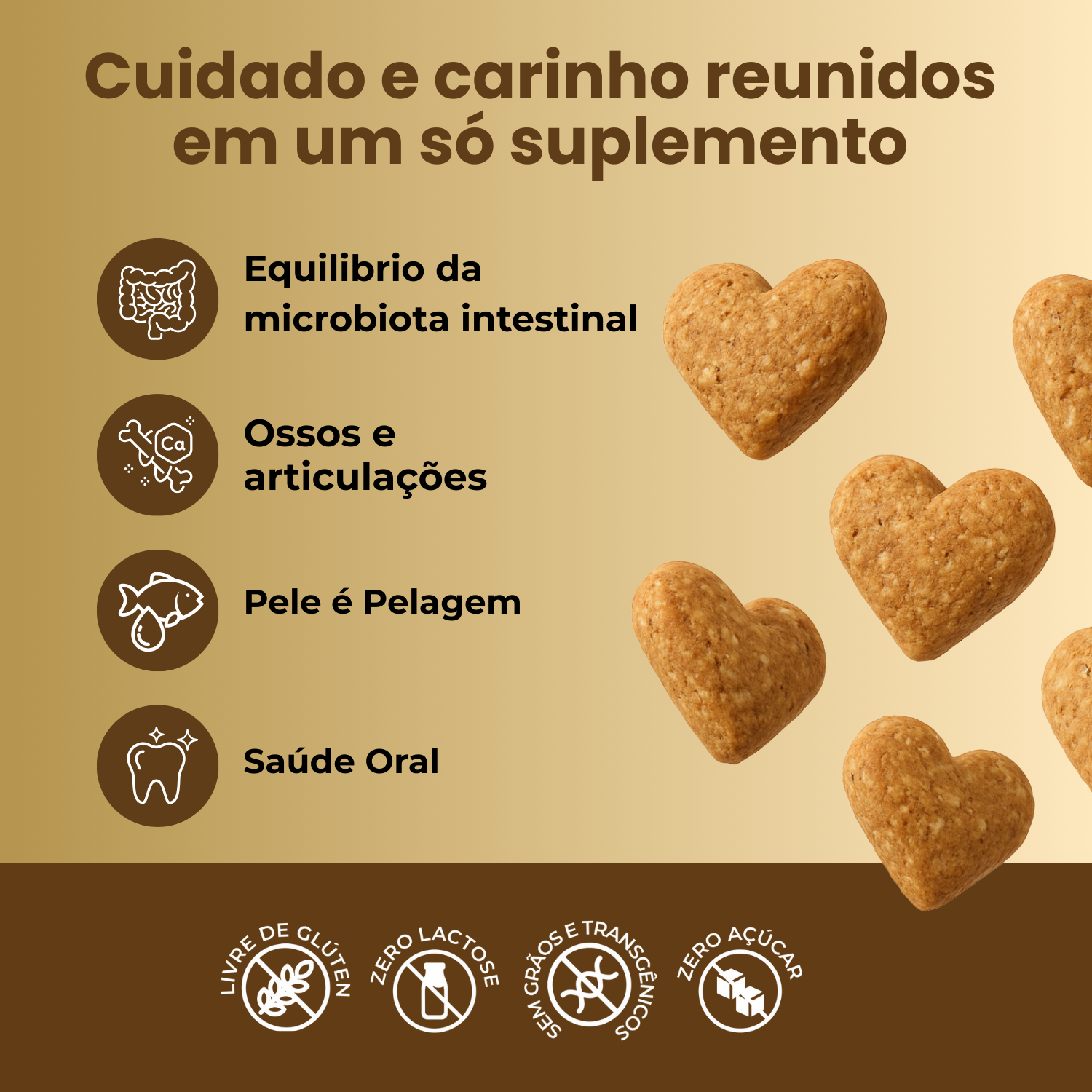 Umami | Suplemento Canino Mastigável | 16 em 1| 240g | Sabor Amendoim