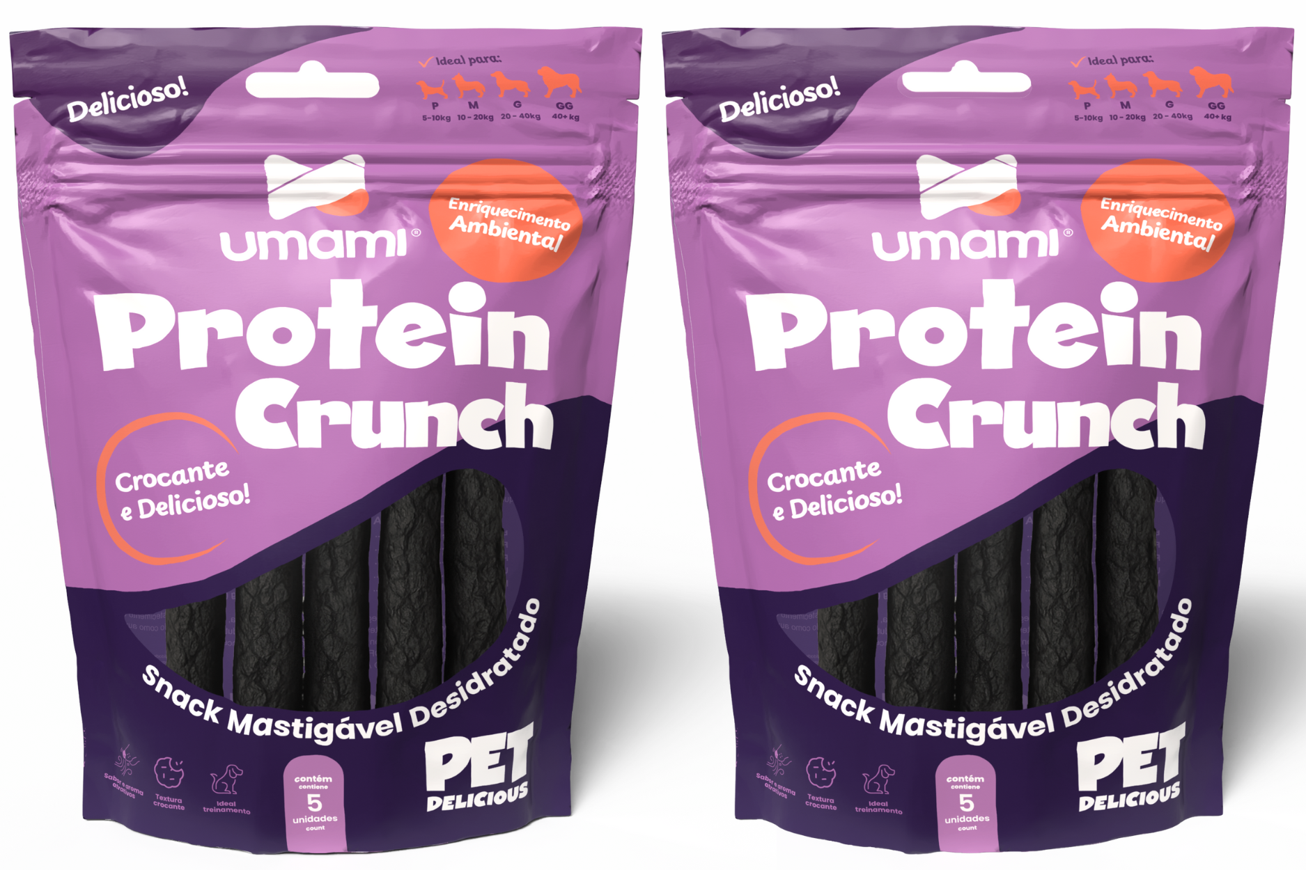 Umami | Kit x 2 Protein Crunch | 100% Natural | Textura Crocante | Ideal para Treinamento | Contém 10 unidades