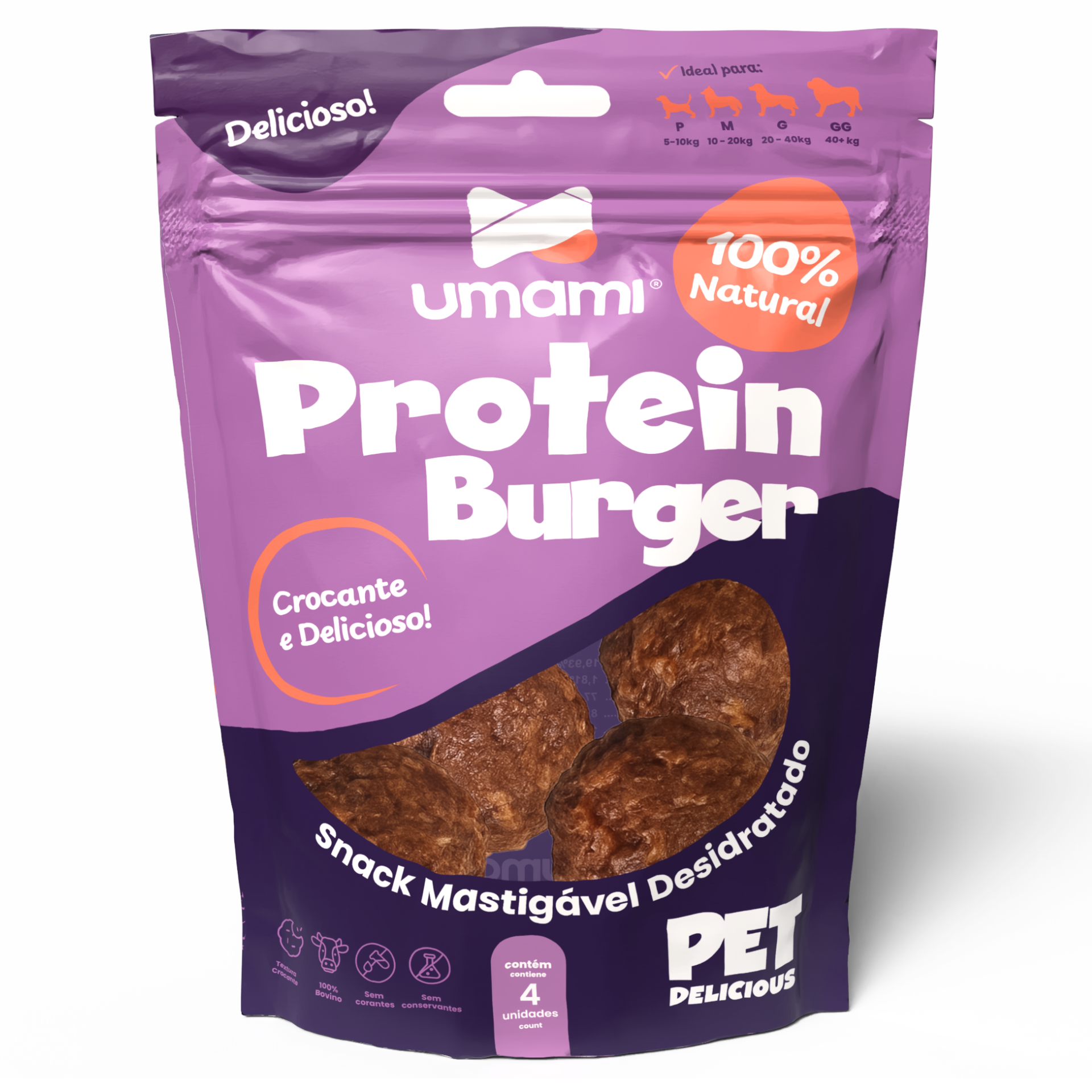 Umami | Protein Stick | 100% Bovino Natural | Sem Corantes e Sem Conservantes | Enriquecimento Ambiental | Contém 4 unidades