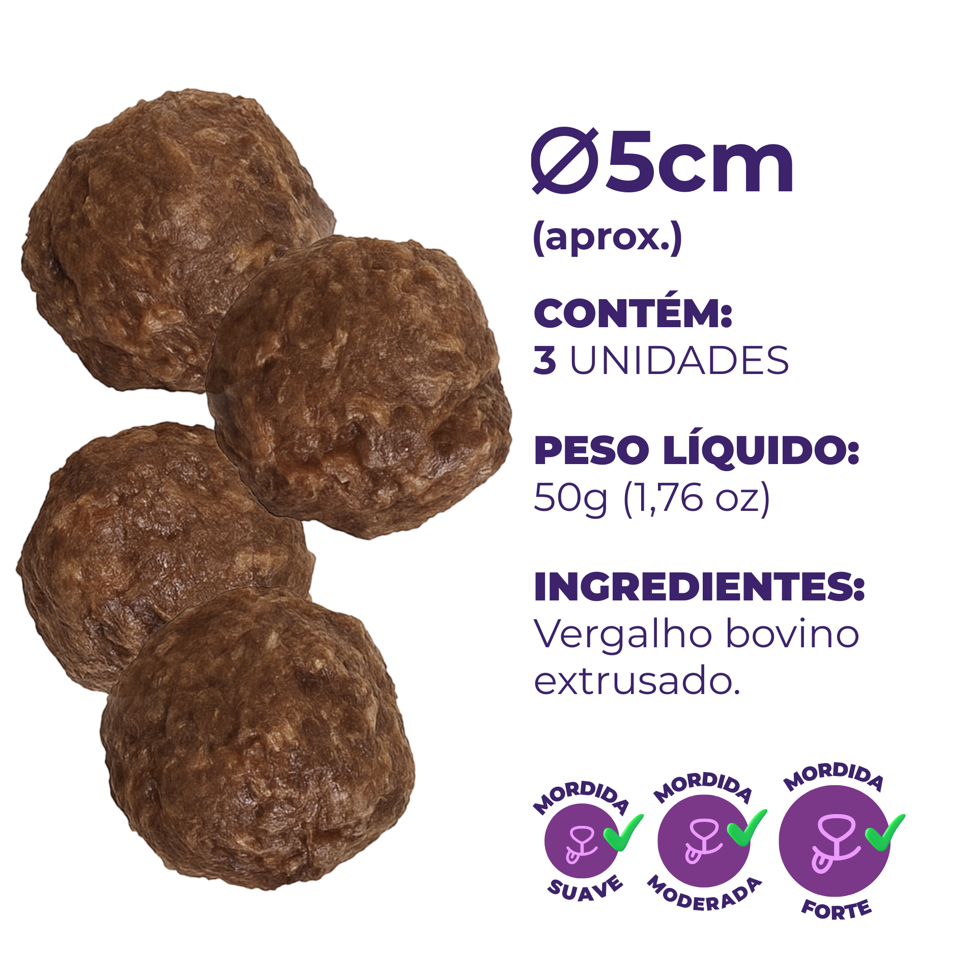 Umami | Kit x 3 | Protein Burger | 100% Bovino Natural | Crocante e Delicioso | Enriquecimento Ambiental | Contém 12 unidades