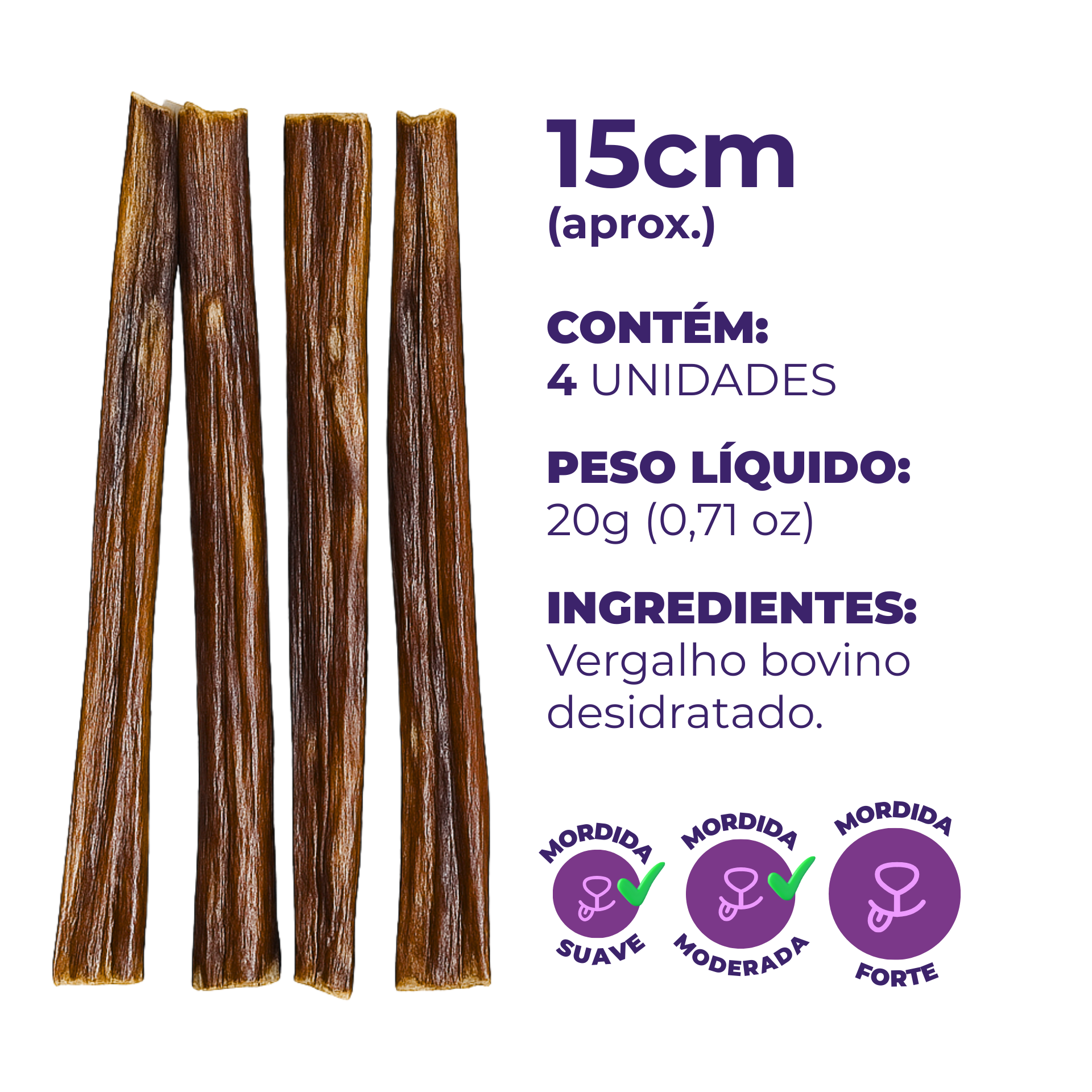 Umami | Protein Stick | 100% Bovino Natural | Sem Corantes e Sem Conservantes | Enriquecimento Ambiental | Contém 4 unidades
