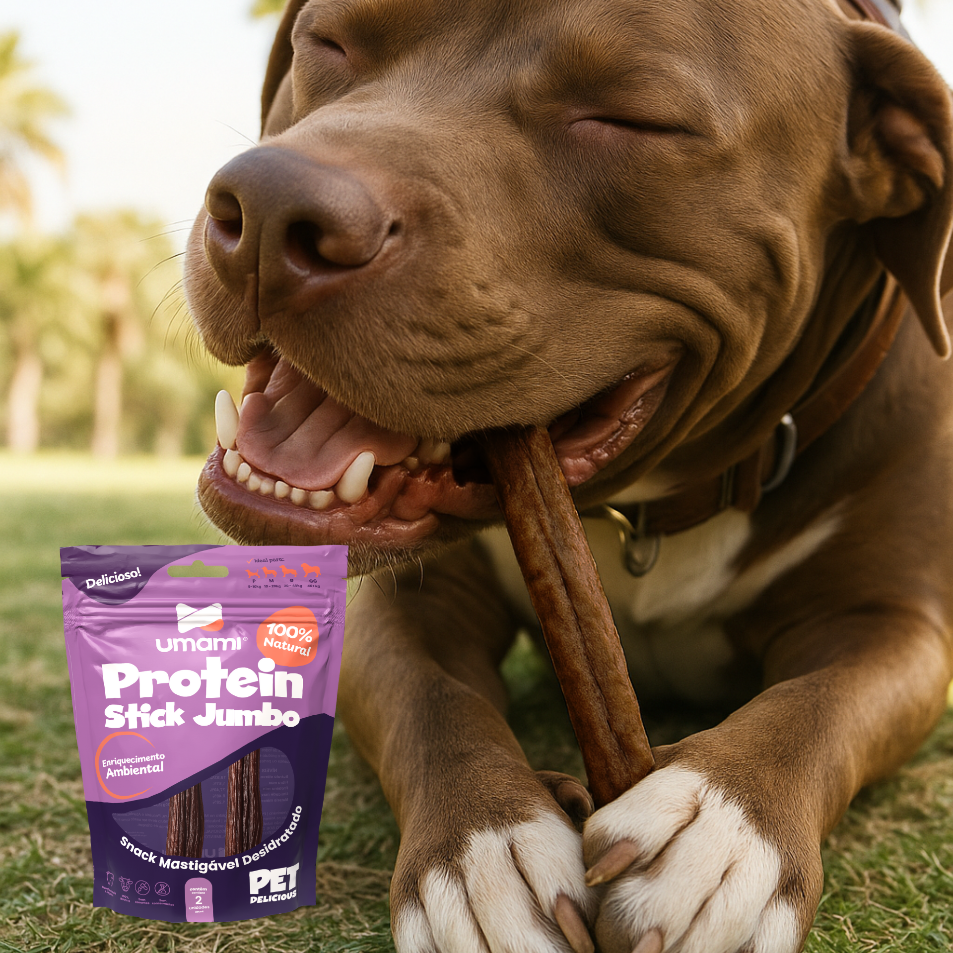 Umami | Protein Stick Jumbo | 100% Bovino Natural | Sem Corantes e Conservantes | Enriquecimento Ambiental | Contém 2 unidades