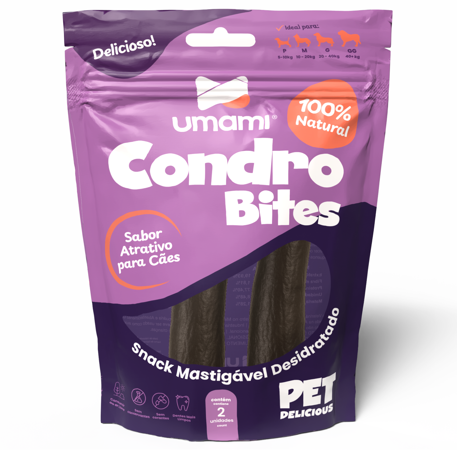 Umami | Condro Bites | Sabor Irresistível | Ideal para Treinamento | 100% Natural | Contém 2 unidades