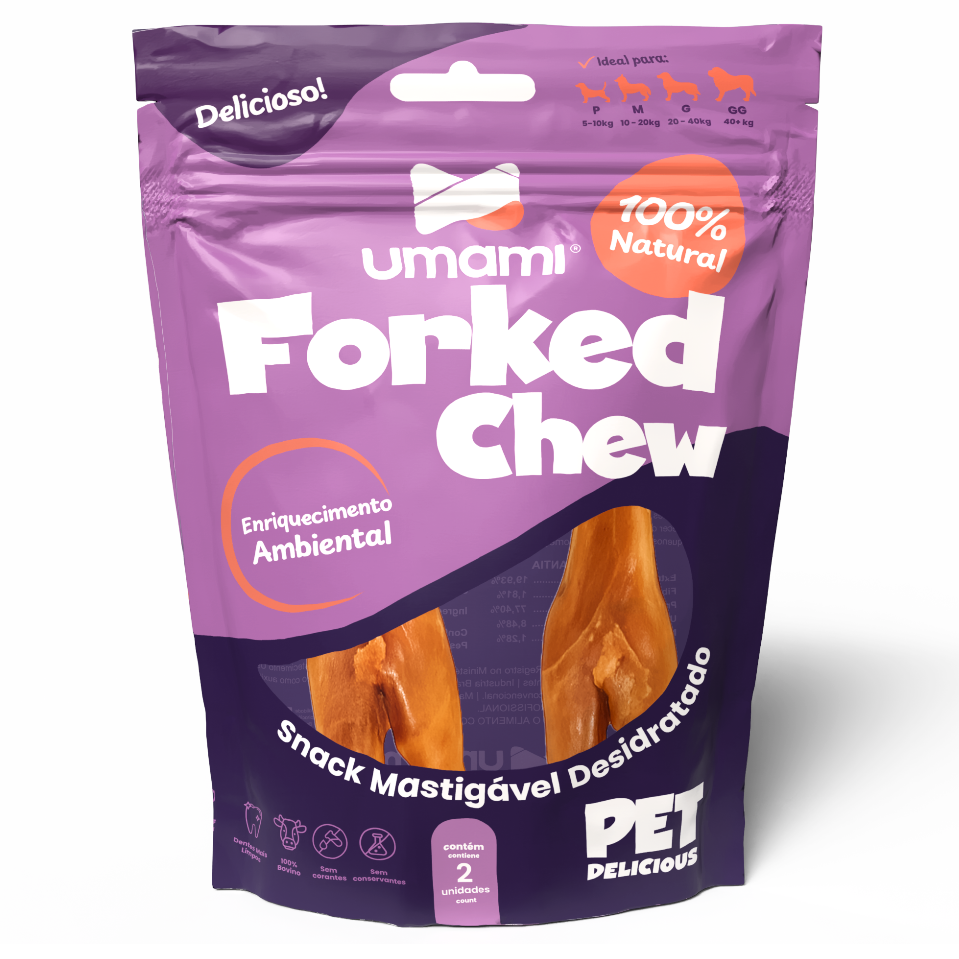 Umami | Forked Chew | 100% Natural | Textura Resistente | Sem Corantes e Conservantes | Contém 2 unidades