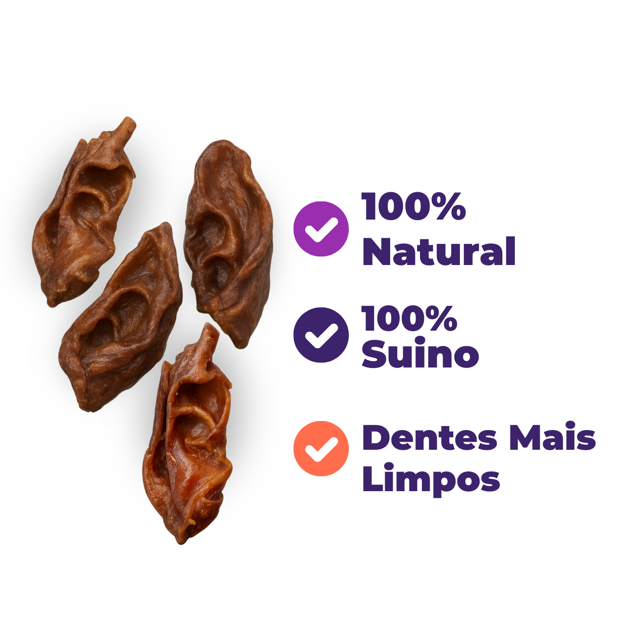 Umami | Piggy Crunch | Orelhas Suínas em Tiras | 100% Natural e Sem Formol | Crocante e Delicioso | Contém 250g