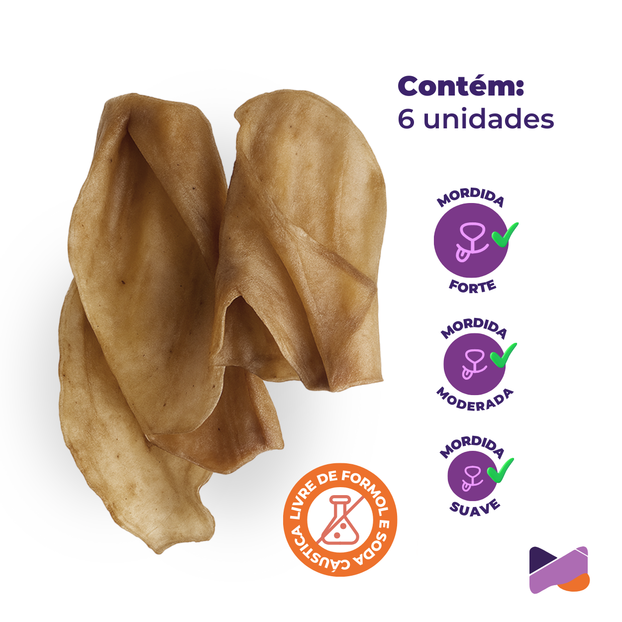 Umami | Cow Crunch | Orelhas Bovinas 100% Naturais | Crocantes e Deliciosas | Sem Corantes e Conservantes | Contém 6 unidades