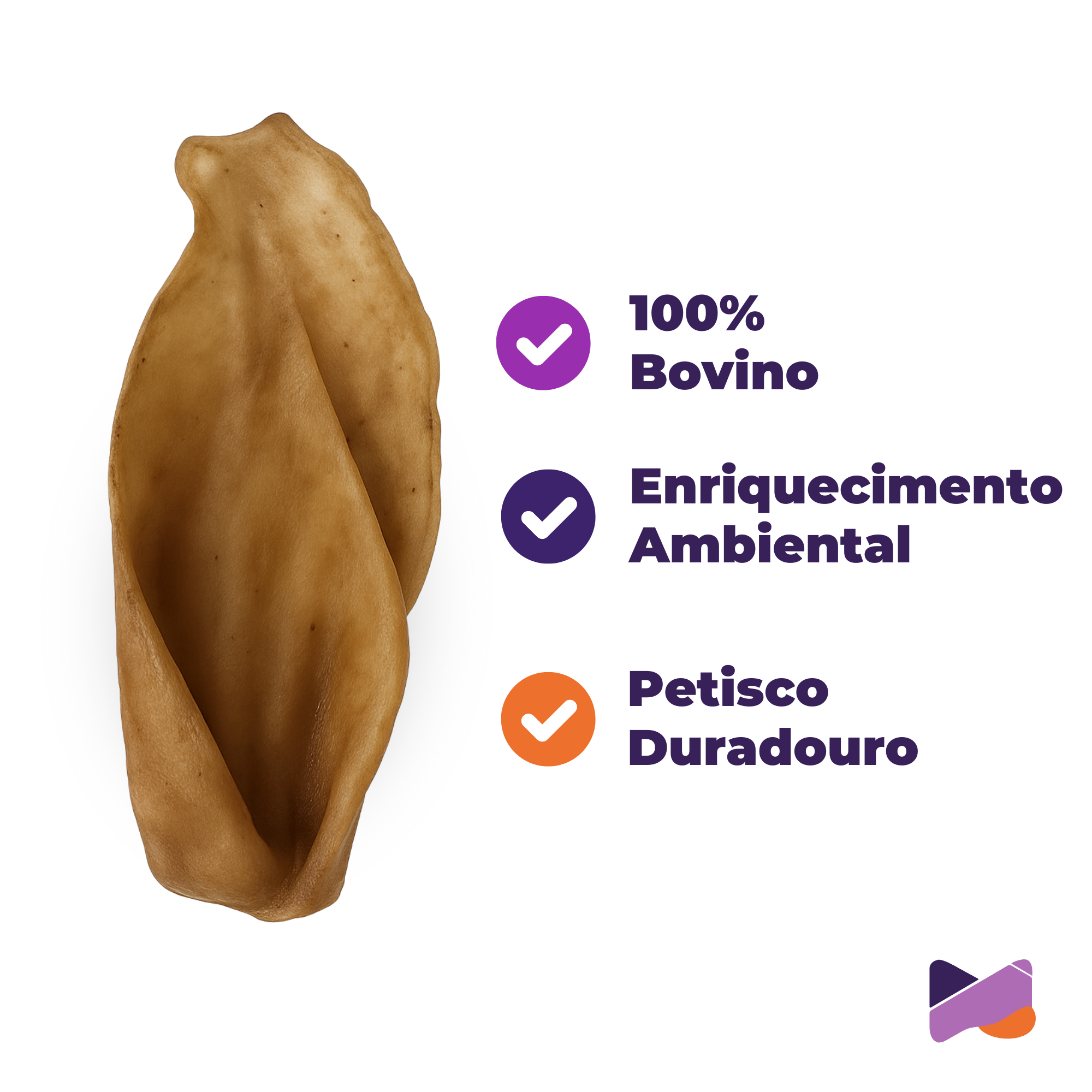 Umami | Cow Crunch | Orelhas Bovinas 100% Naturais | Crocantes e Deliciosas | Sem Corantes e Conservantes | Contém 6 unidades