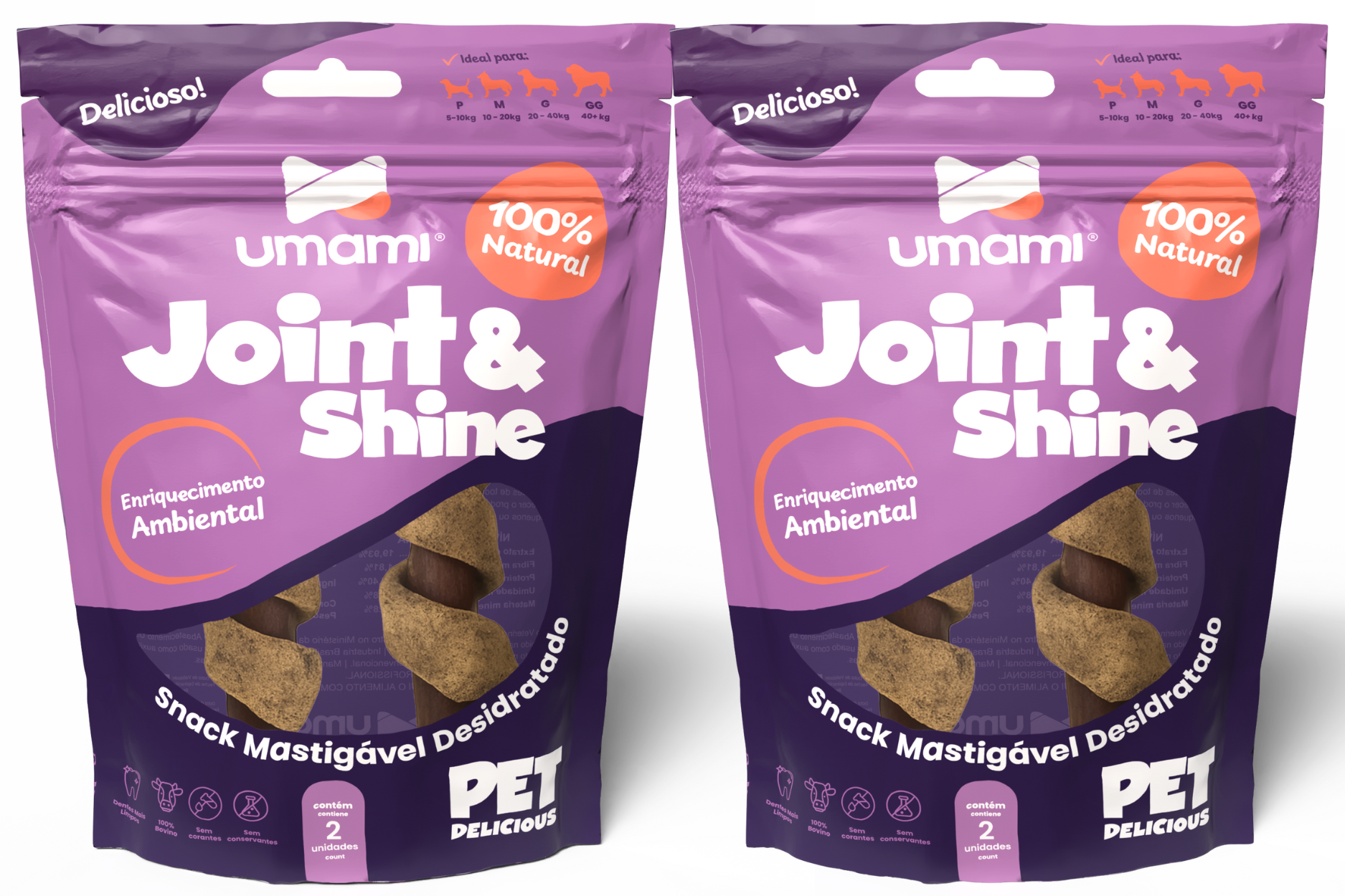 Umami | Kit x 2 Joint & Shine | 100% Bovino Natural | Sem Corantes e Conservantes | Enriquecimento Ambiental | Contém 4 unidades