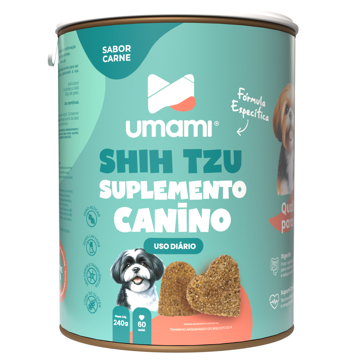 Umami | Suplemento Canino Mastigável | Fórmula Específica - Shih-Tzu | 240g | Sabor Carne