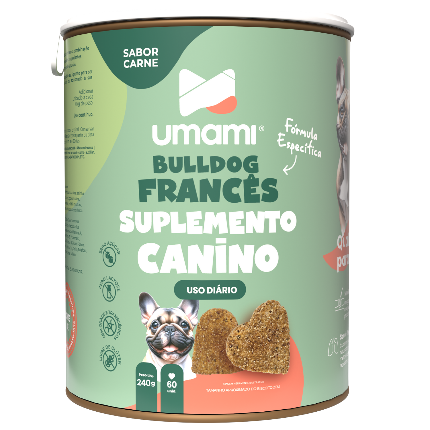 Umami | Suplemento Canino Mastigável | Fórmula Específica - Bulldog Francês | 240g | Sabor Carne