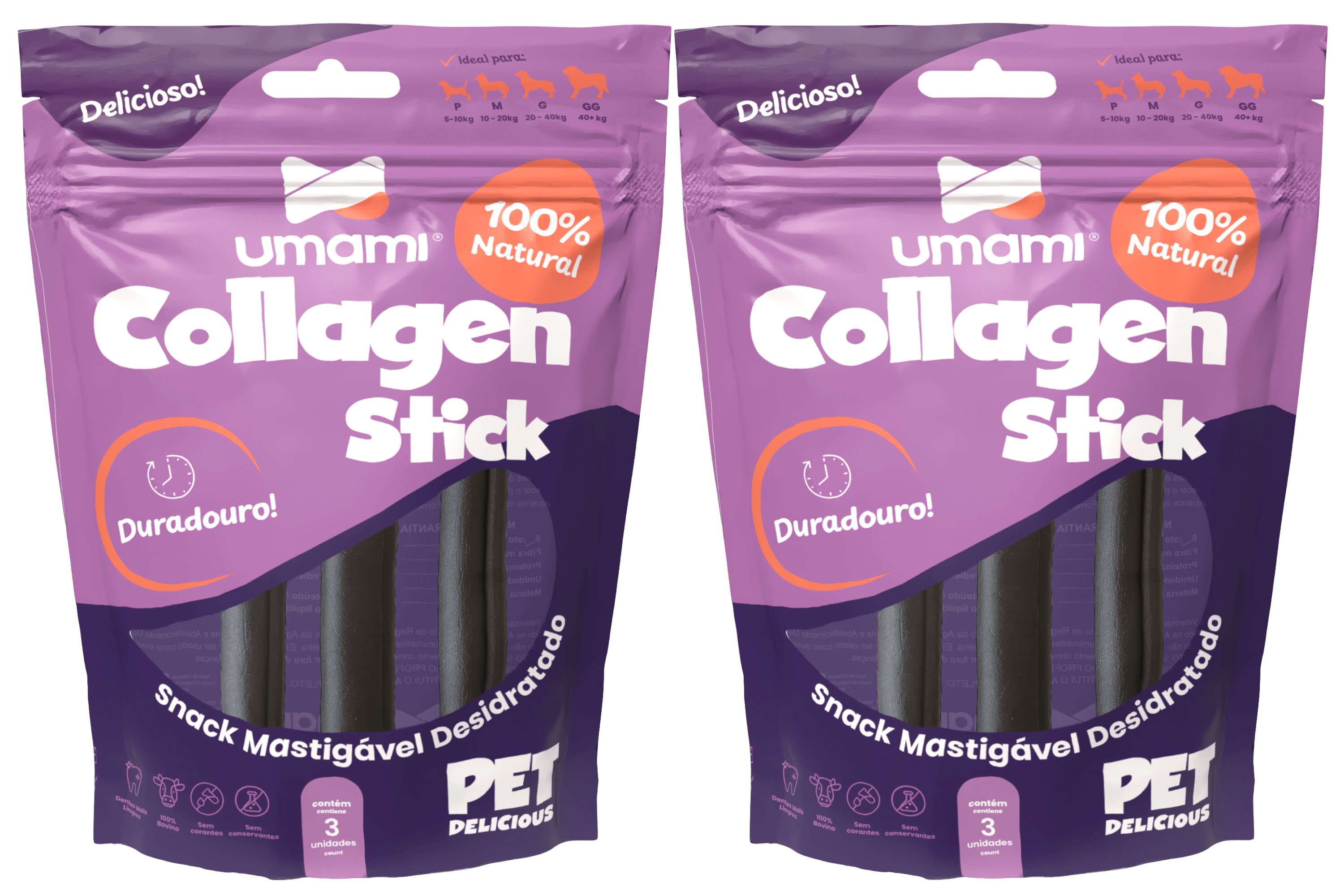 Umami | KIT x2 Collagen Stick | 100% Bovino | 100% Natural | Enriquecimento Ambiental | Contém 4 unidades