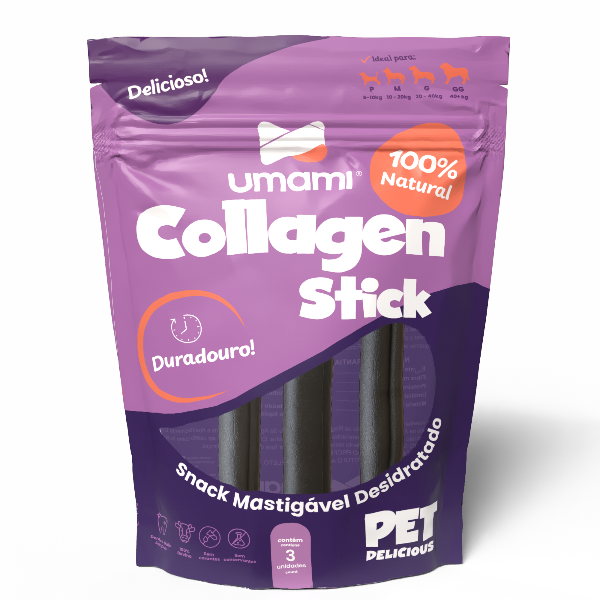 Umami | Collagen Stick | 100% Bovino | 100% Natural | Enriquecimento Ambiental | Contém 3 unidades